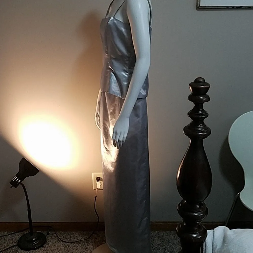 Shimmery Silver Skirt & Tank Top Set Silver Size L - Image 3