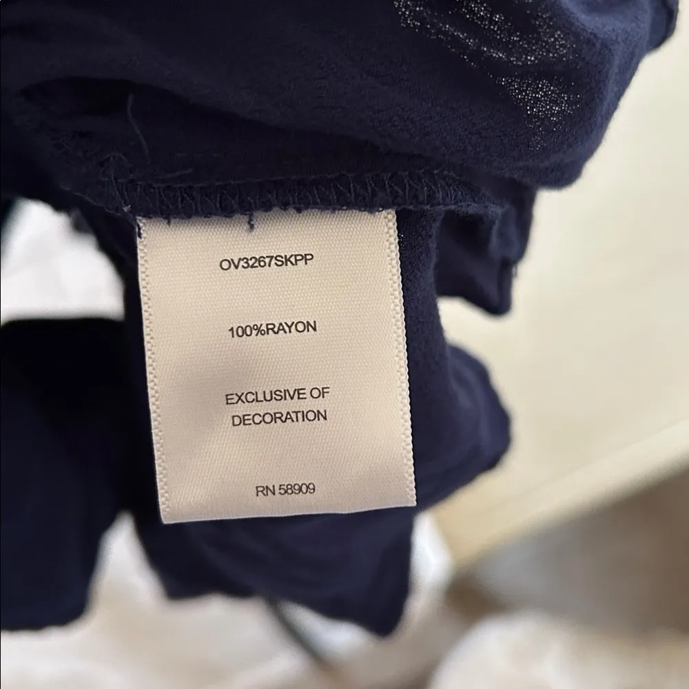 Chelsea &Violet, navy blue boho tiered, ruffle mini bow Tie strap dress M L​ - Image 10