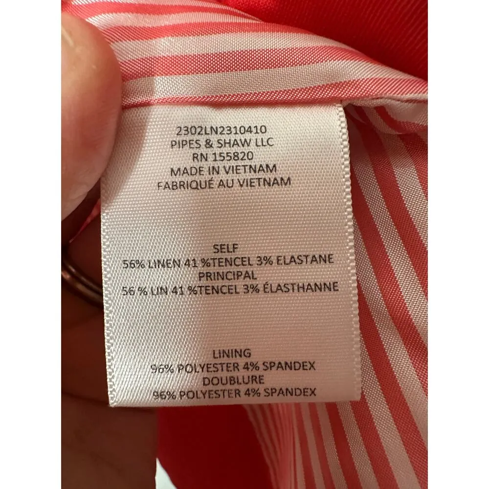 VERONICA BEARD Melon Red Linen Blend Sedgwick Dicky Jacket Blazer Size 2 - Image 13
