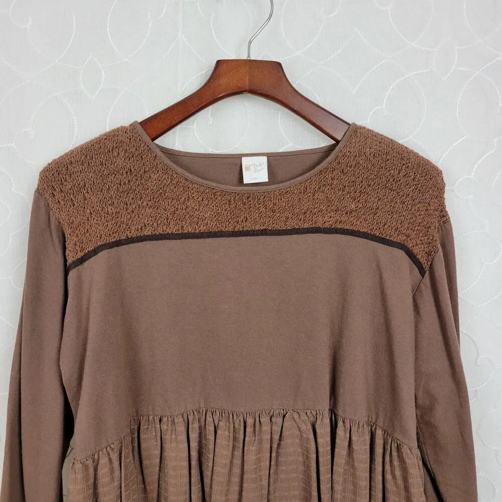 Vintage Nola True Womens Top 1 Brown Cotton Peplum Cropped Lagenlook Boxy Size undefined - Image 4