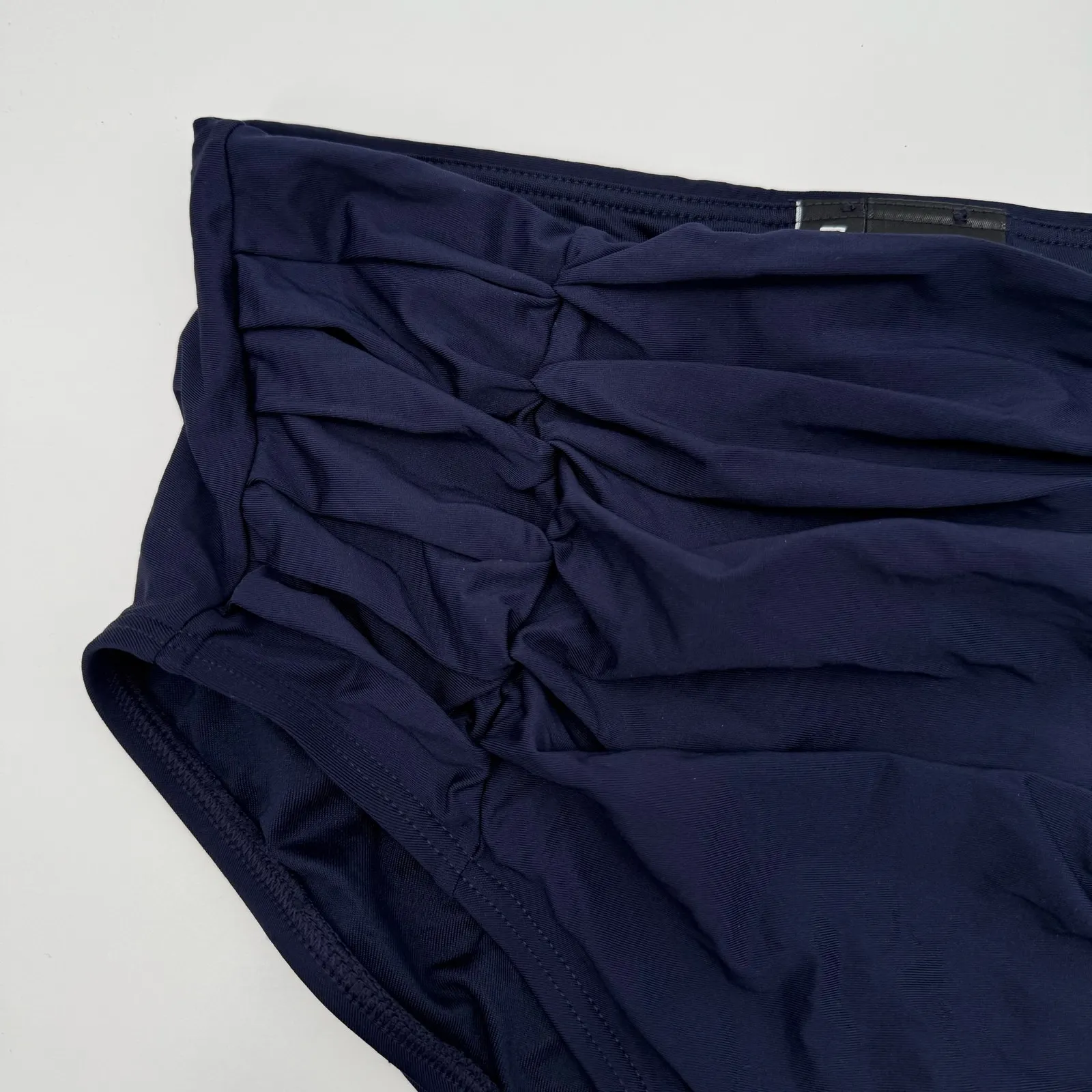 DKNY Bikini Bottoms SZ Extra Small Ruched High Waist Navy Blue NWT Swim Classic - Image 7