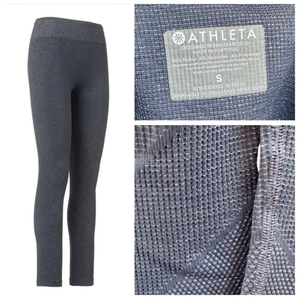ATHLETA Shimmer Seamless Tight Leggings, High Rise Charcoal Grey Heather sz. S - Image 7