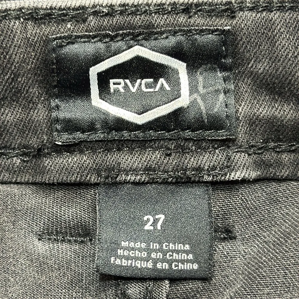 RVCA Washed Black Gray Dayley Distressed Chewed Hem Skinny Jeans Size 27 - Image 6