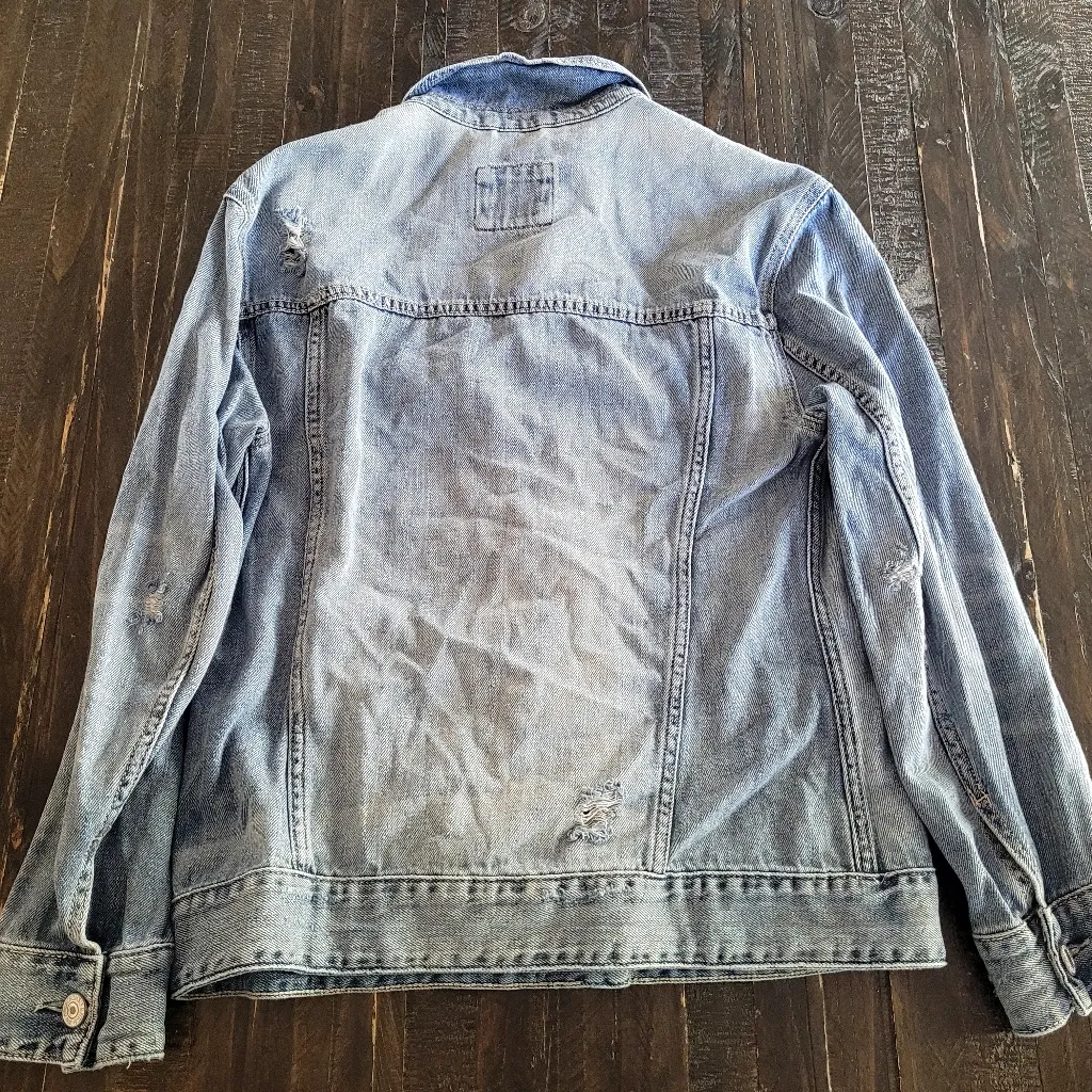 Abercrombie & Fitch Denim Jean Acid Wash Light Blue Jacket Women's Size Medium - Image 2