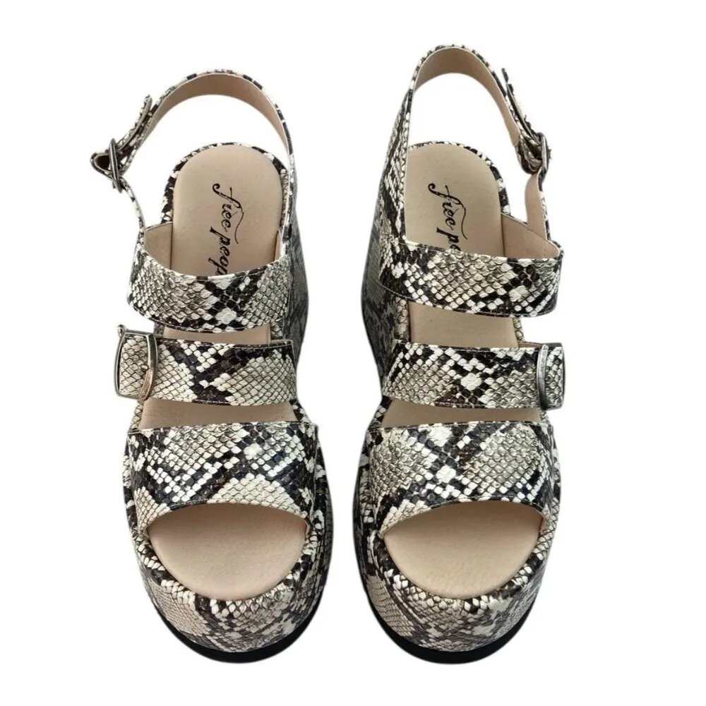 New Free People Platform Sandals Womens Size 36 Snake Print Festival Trendy Boho - Image 4