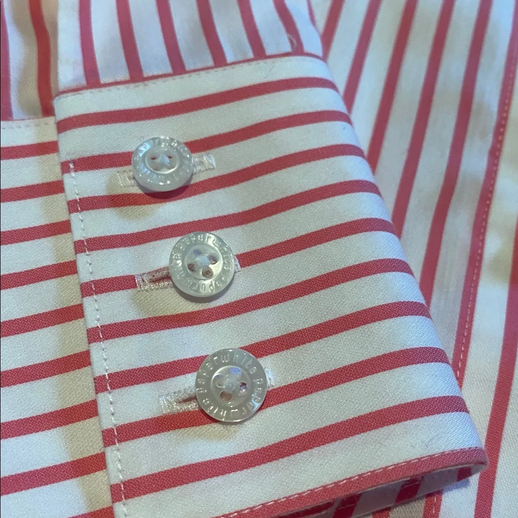 Paperwhite Cotton Silk Fitted Button Down Professional L/S Stripe Pink White 4 - Image 3