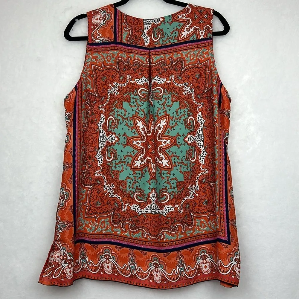Anthropologie Violet + Claire Womens XL Sleeveless Boho Scarf Print Top Blouse - Image 4