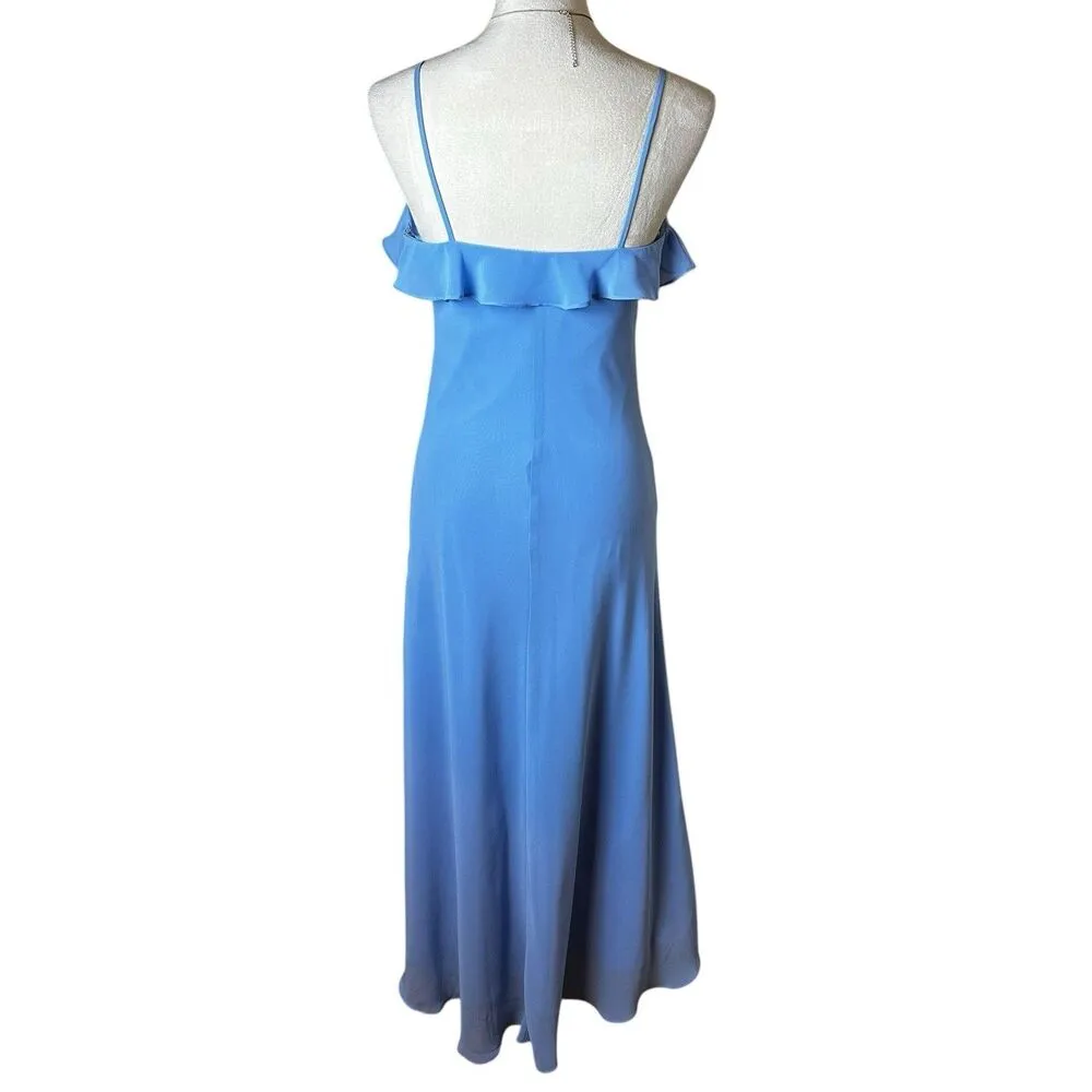 Vintage Y2K Chadwick’s Pastel Periwinkle Blue Ruffle Asymmetrical Sundress Sz 6 - Image 3