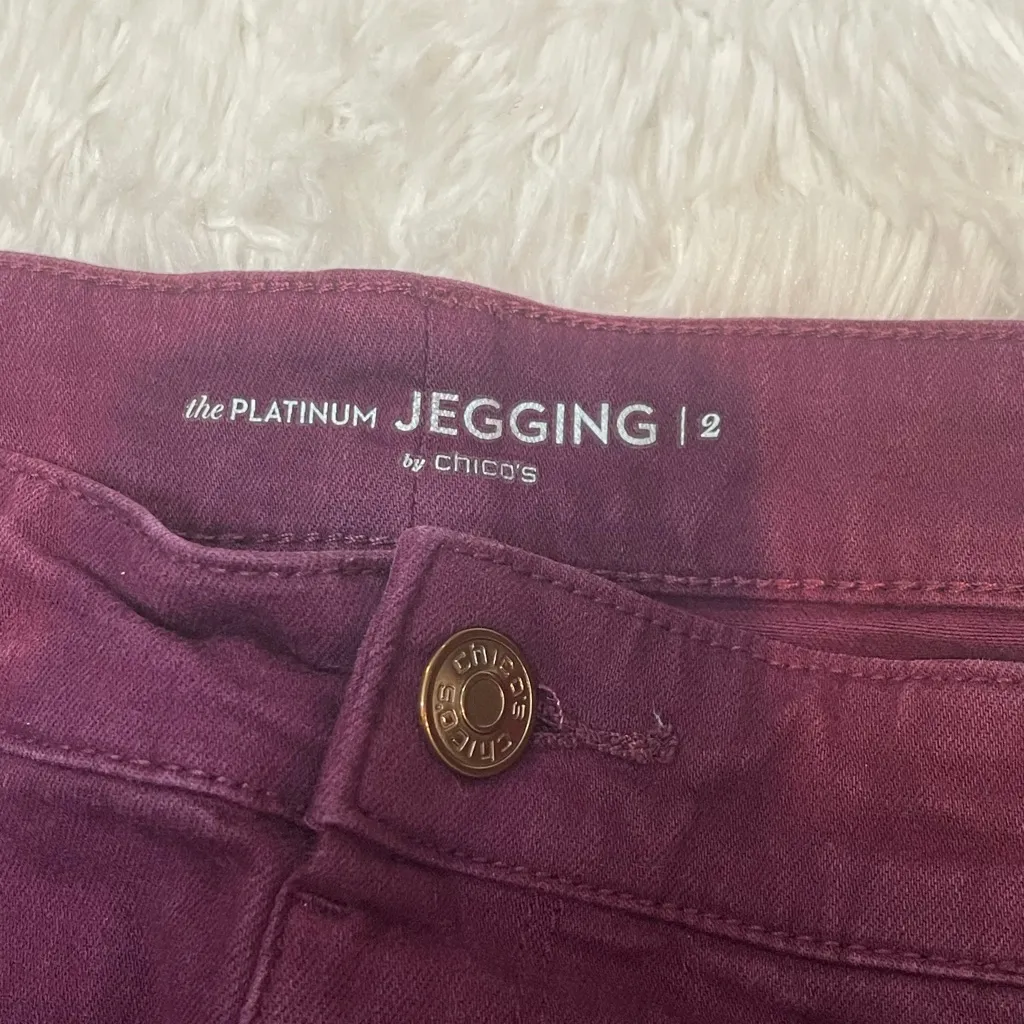 Chico’s Platinum wine skinny jeggings pants woman’s Chico size 2 aka 12 EUC - Image 7