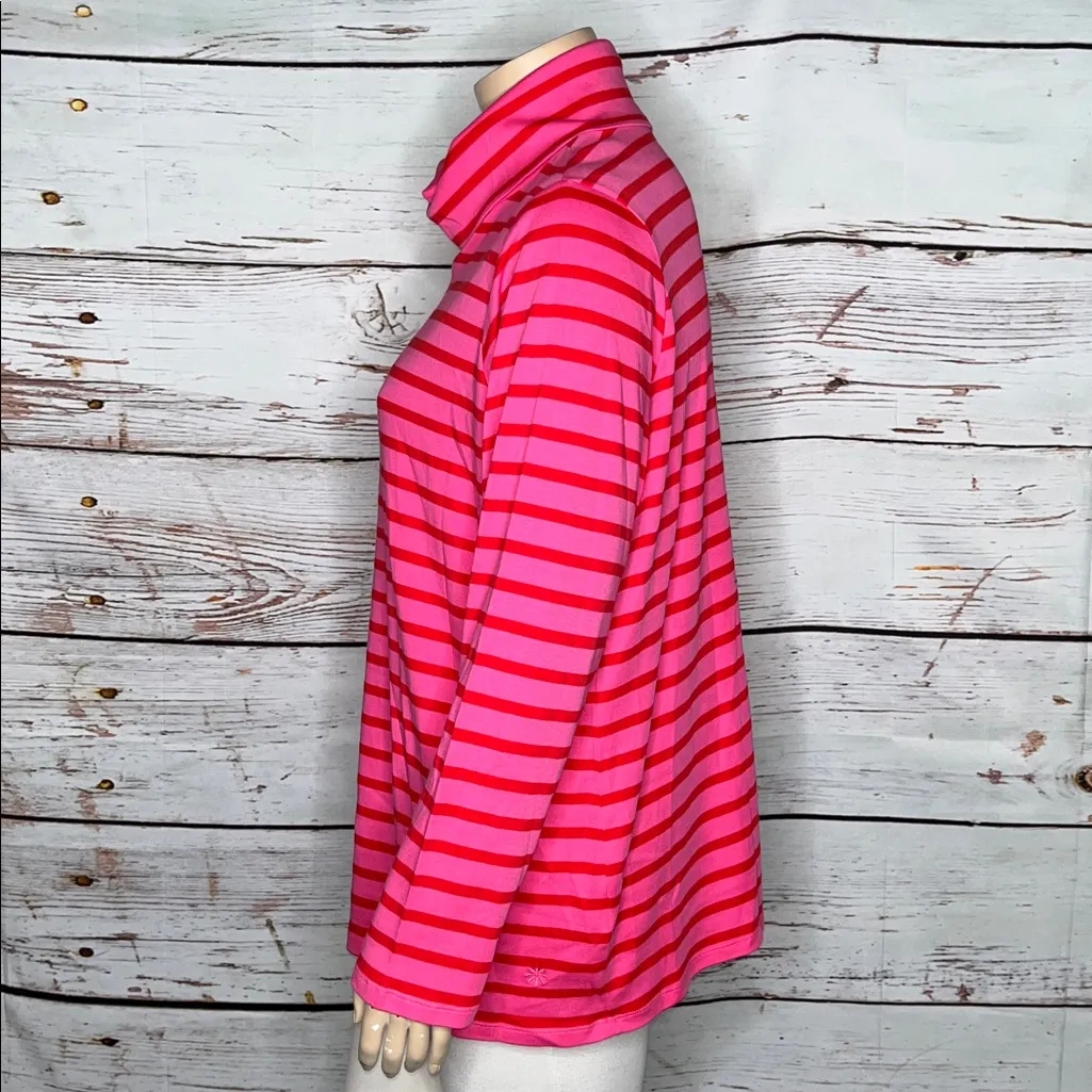 Isaac Mizrahi Live! 3X Pink Red Stripe Essentials Turtleneck Pima Knit Top Shirt - Image 2