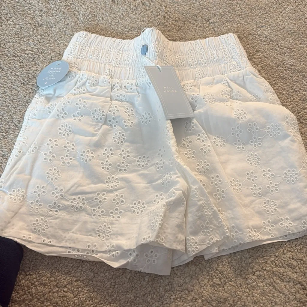 NWT HILL HOUSE HOME The Eyelet Livie Nap Shorts in White Eyelet - Image 9