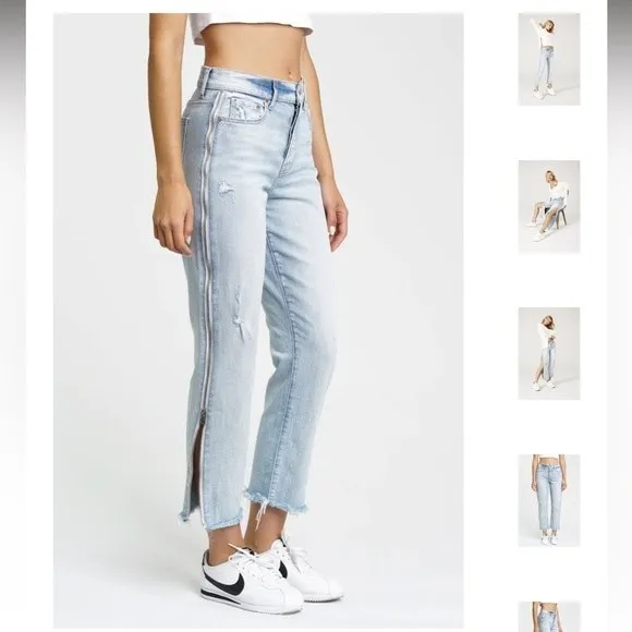 Pistola Charlie High Rise Straight Leg Side Leg Zipper Utopia Jeans‎ Size 27 - Image 3