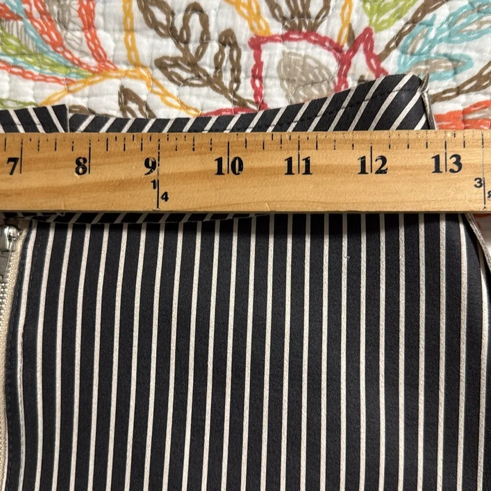 Blue Blush size small mini skirt black cream striped full zip front snap close - Image 3