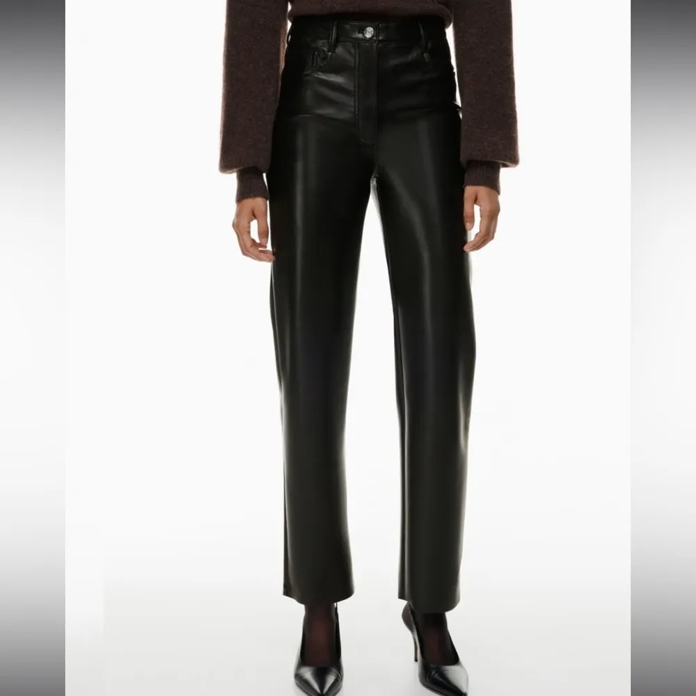 Wilfred Aritzia The Melina High Waisted Vegan Leather Black Pants Sz 2 - Image 2