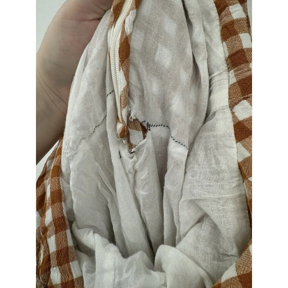 Saylor Jumpsuit Women Medium Orange White Bohemian Wide Leg Western Gingham RTR - Image 8