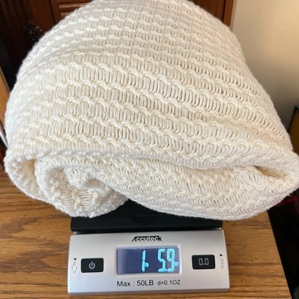 Guess Jeans Open Front Cotton Knit Sweater Cardigan Women’s Size Large Cream - Image 13