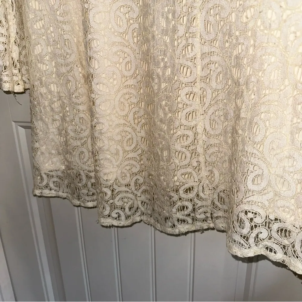 Umgee ivory lace Boho bell sleeve shift dress women 1XL - Image 6