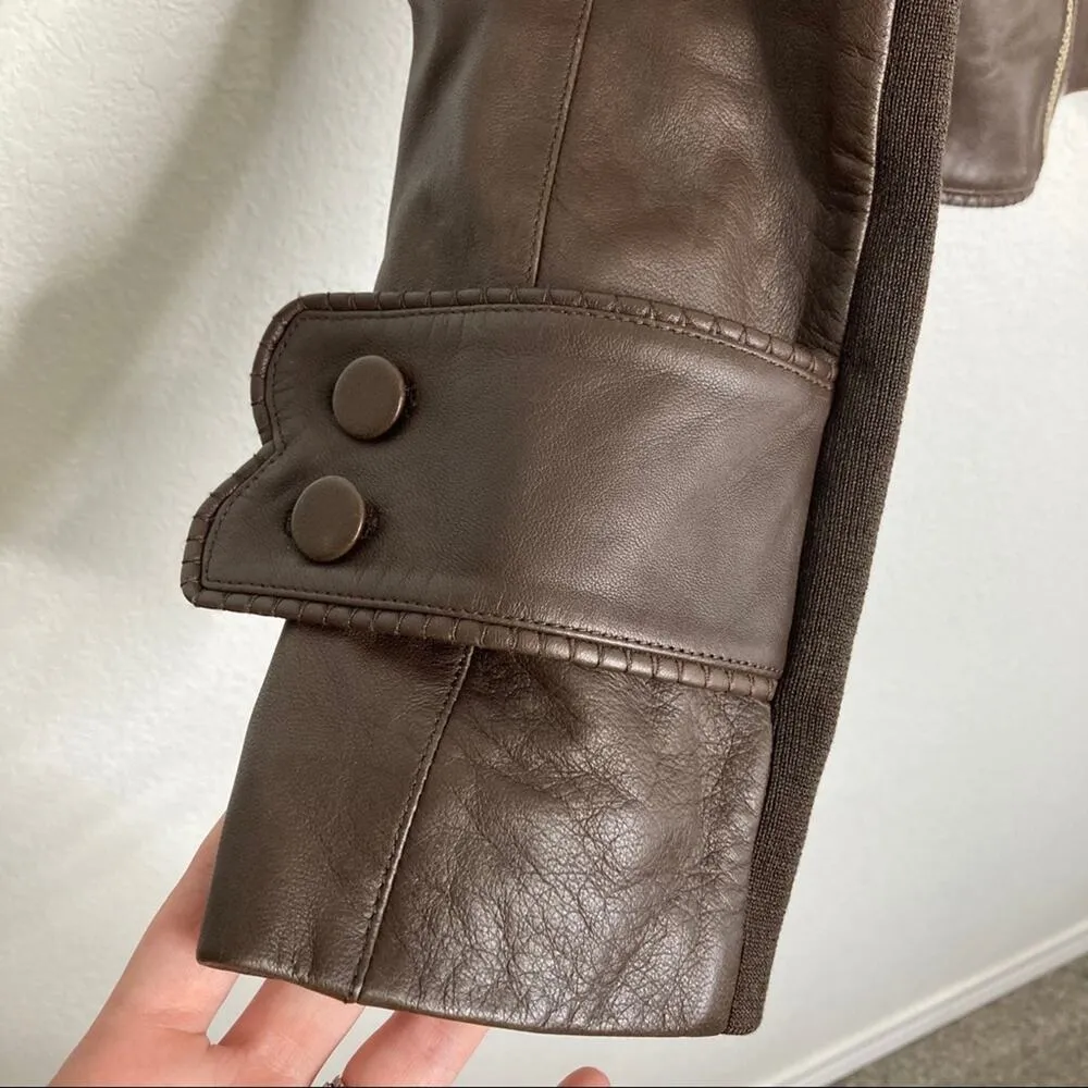 Zenobia Chocolate Brown 100% Leather Italian Moto Jacket 6 - Image 2