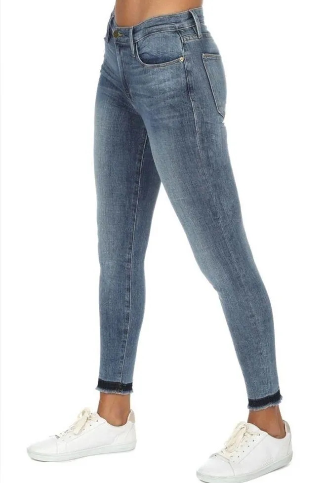 Frame Denim Le High Skinny Jeans in Langstone Acid Sandblasted Wash Blue | 26 - Image 2