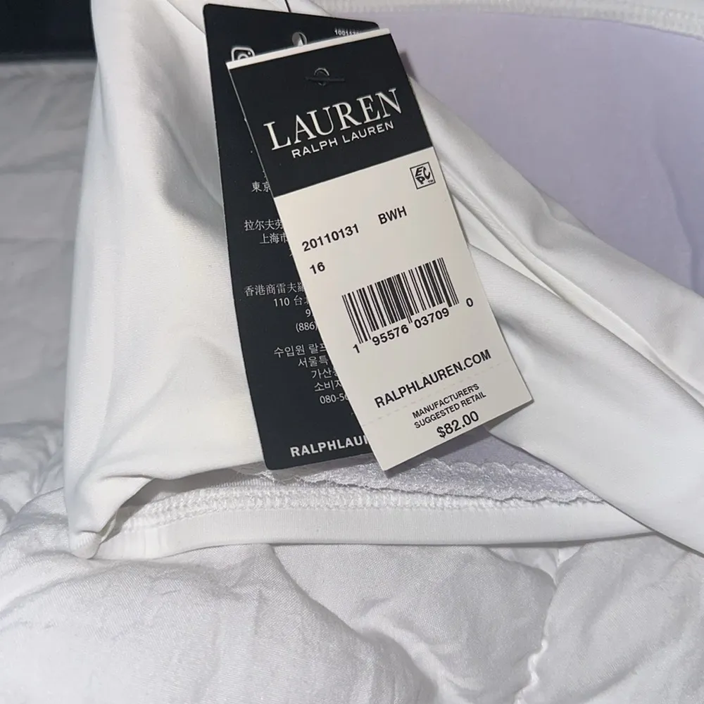 NWT Lauren Ralph Lauren BEL AIR Halter Bandeau Bikini Top White Size 16 - Image 6