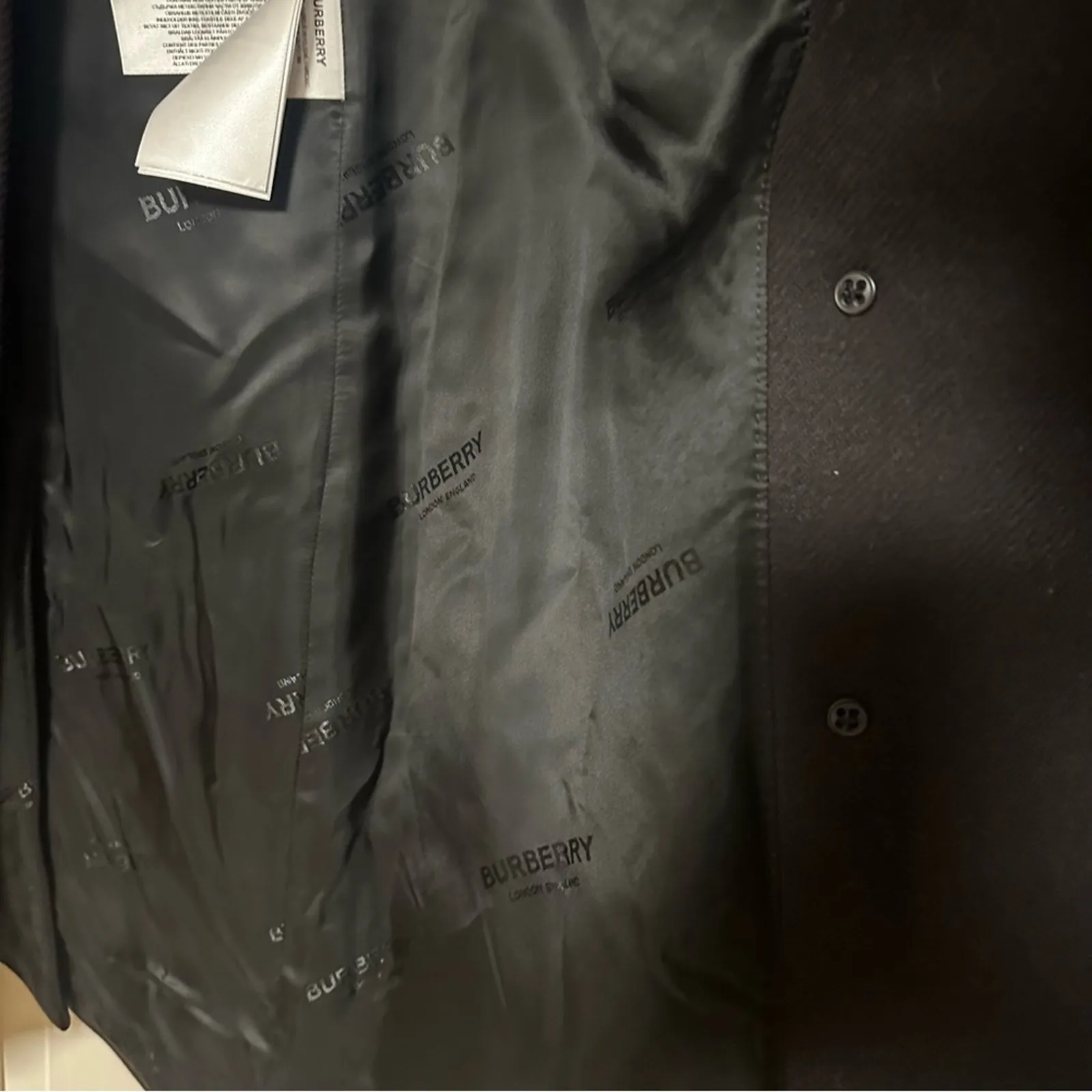 Burberry Wool Cashmere Blend Leather Trim Tailored Coat Women US2 - Image 10