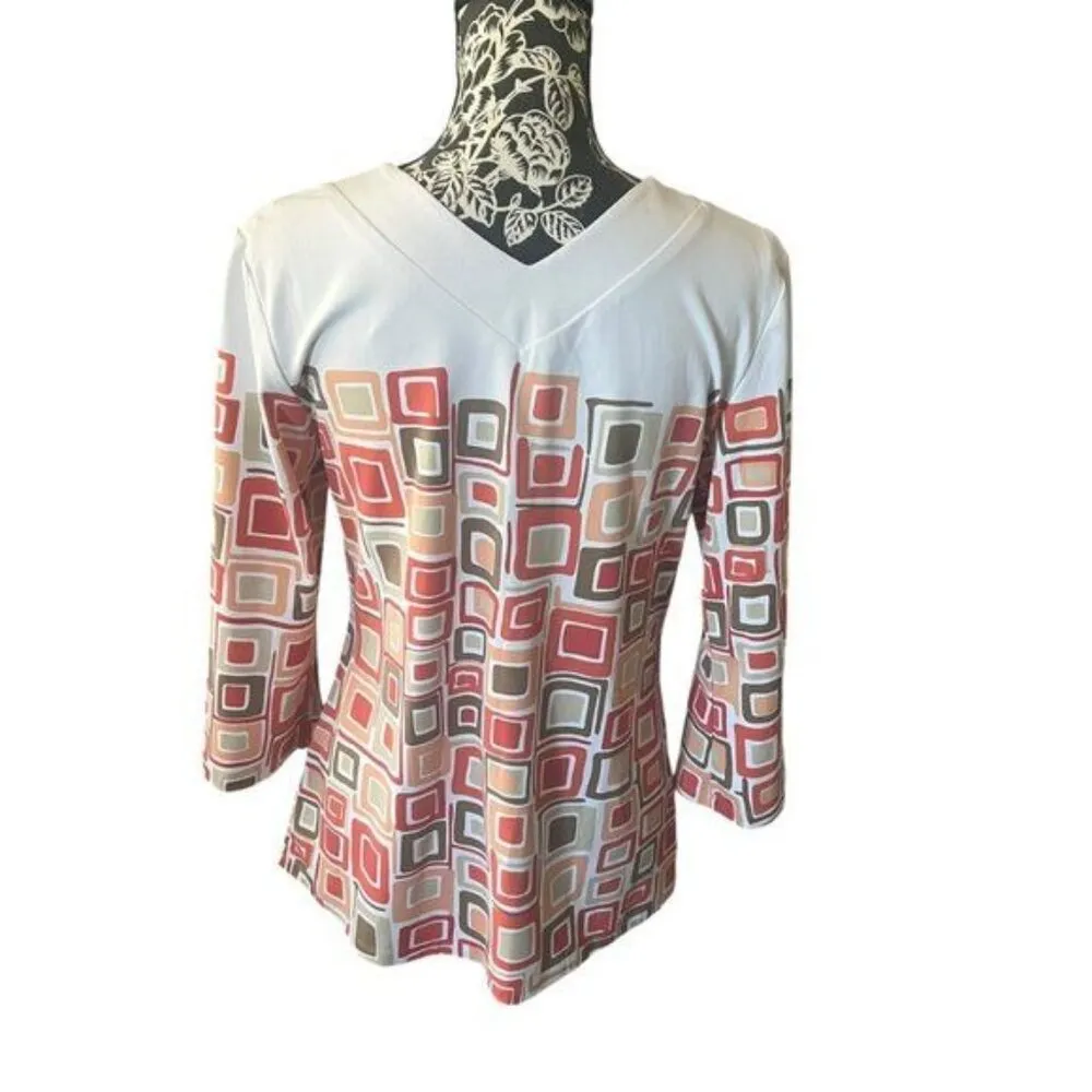 J McLaughlin Clemente Catalina Cloth Wide Neck Top White Coral Womens Medium NWT - Image 3