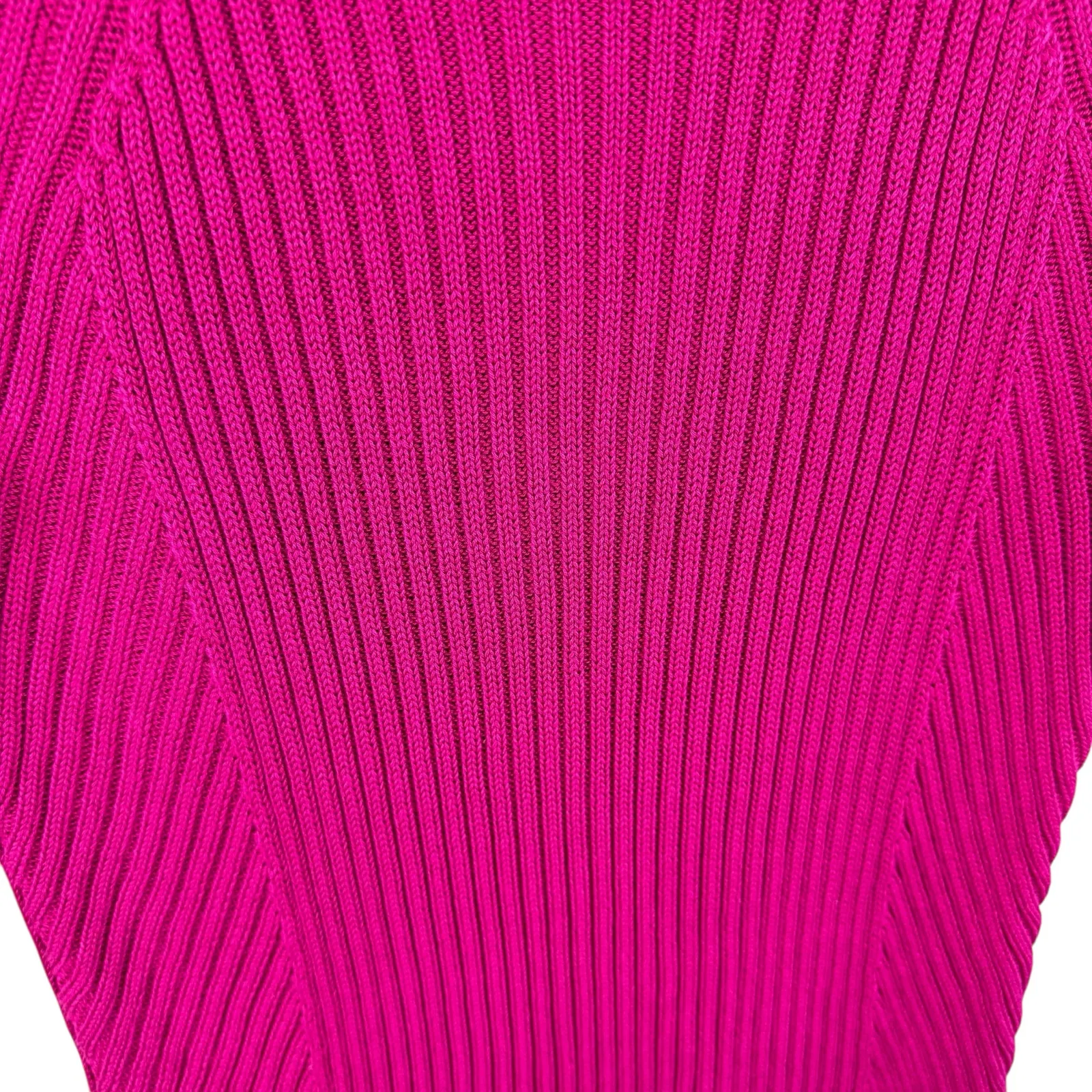 Talbots Cotton Modal Hot Pink Ribbed Knit Mock Neck 1/4 Zip Sweater Size M - Image 3