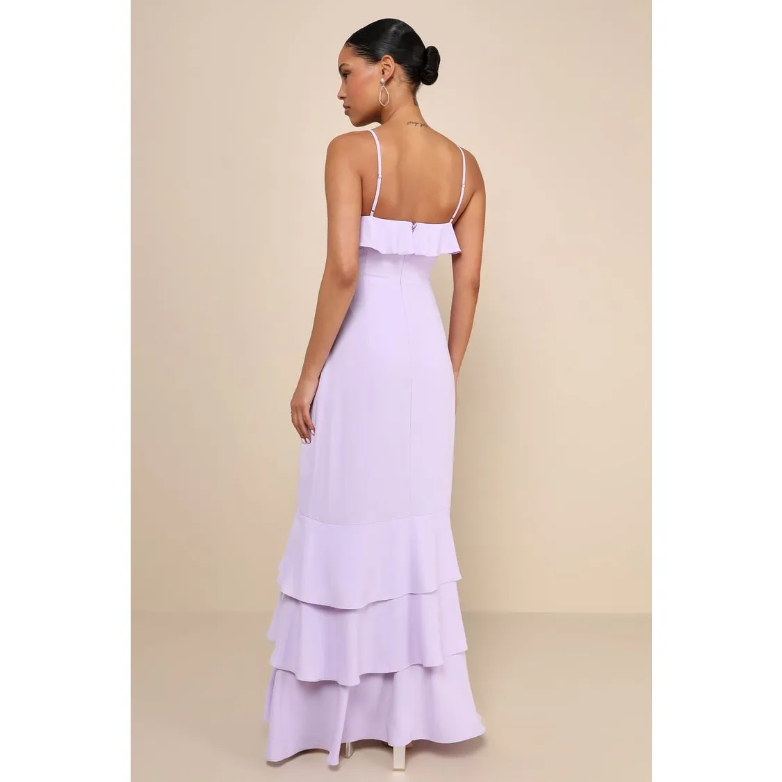 NWT Lulus Lively Evenings Lavender Sleeveless Tiered Maxi Dress Gala Banquet S - Image 3
