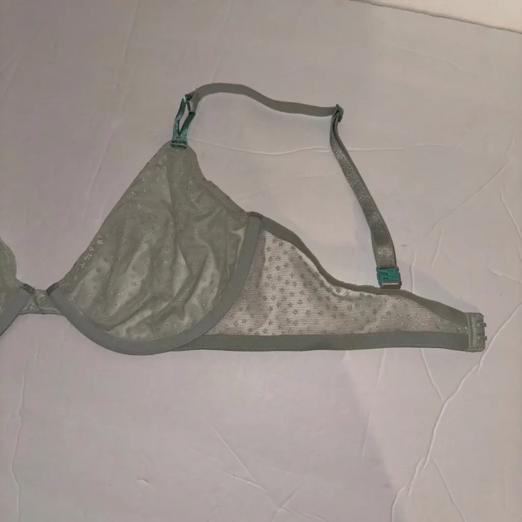 Victorias Secret Sexy Tee Lace Unlined Demi Bra Mint Green Foil Stars size 36D - Image 10