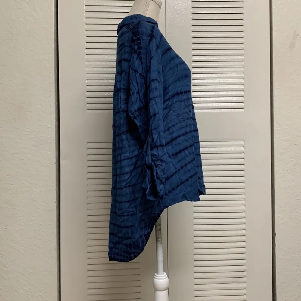 NWT CASUAL STUDIO Denim Blue Dip Dye High Low Top Size Medium - Image 11