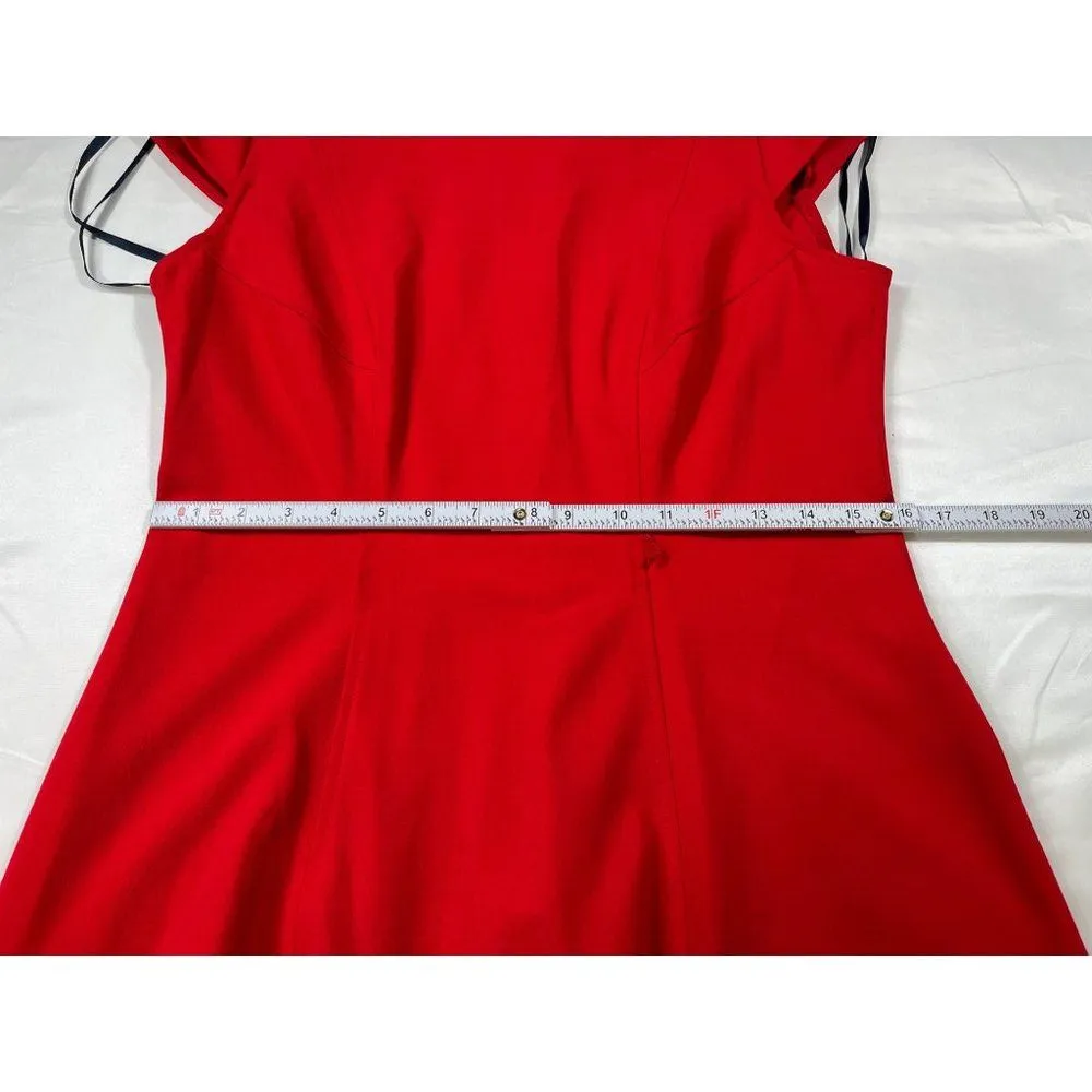 Tommy Hilfiger SKU 7616 Red Midi Dress With Cap Sleeves Size 10 - Image 3