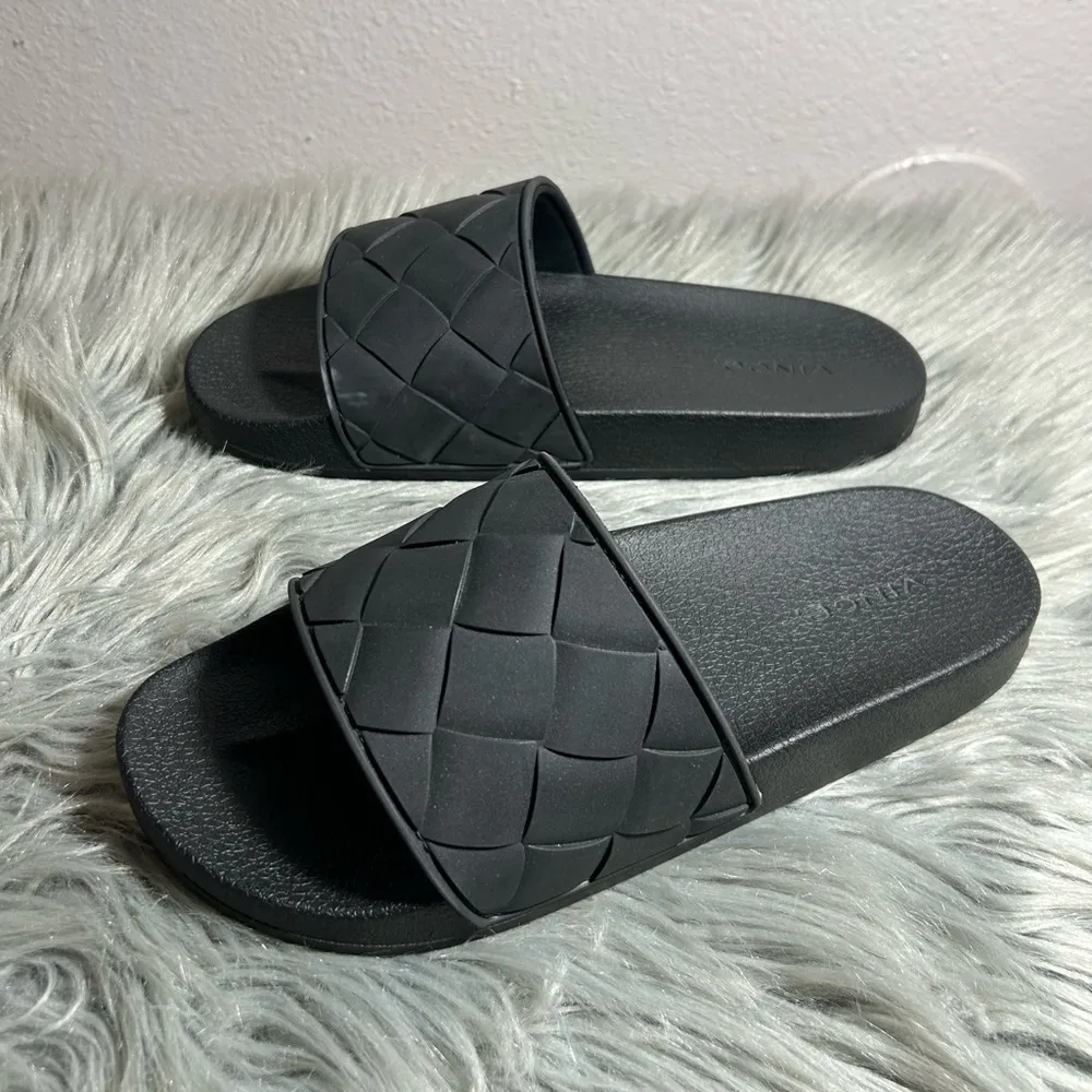 VINCE Women's Watley Woven EVA Sandal Black Woven Slide Sandals Size W8/M6 - Image 5