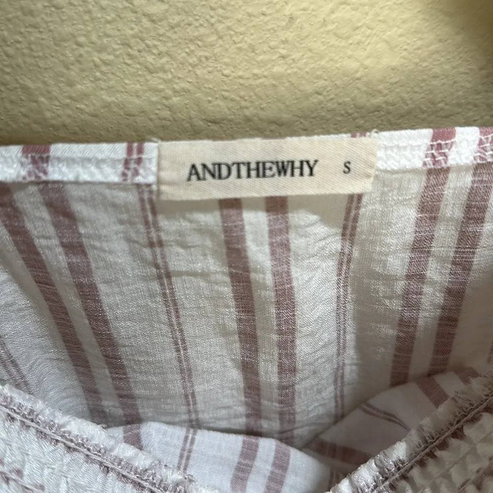 And The Why small Women’s Striped Off Shoulder Peasant Top - Image 4