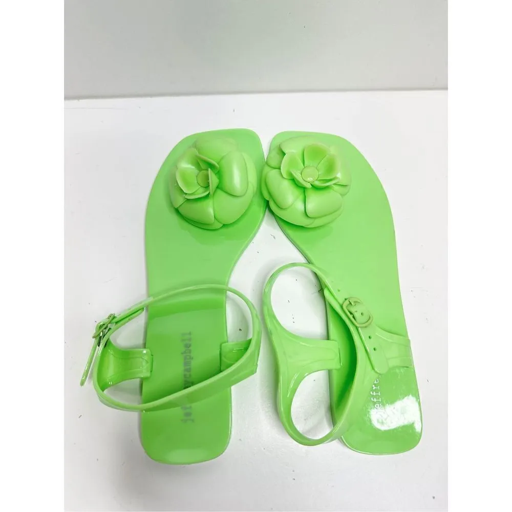 Jeffrey Campbell Jelly Sandals Womens Size 8 FLEURISSE Green Open Toe Floral‎ - Image 3