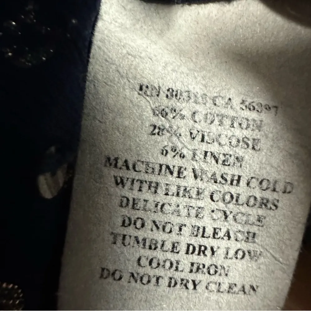 Lucky Brand Boho Tassel Sequin Long Sleeve Top Black Blue and Gold Womens Small - Image 9