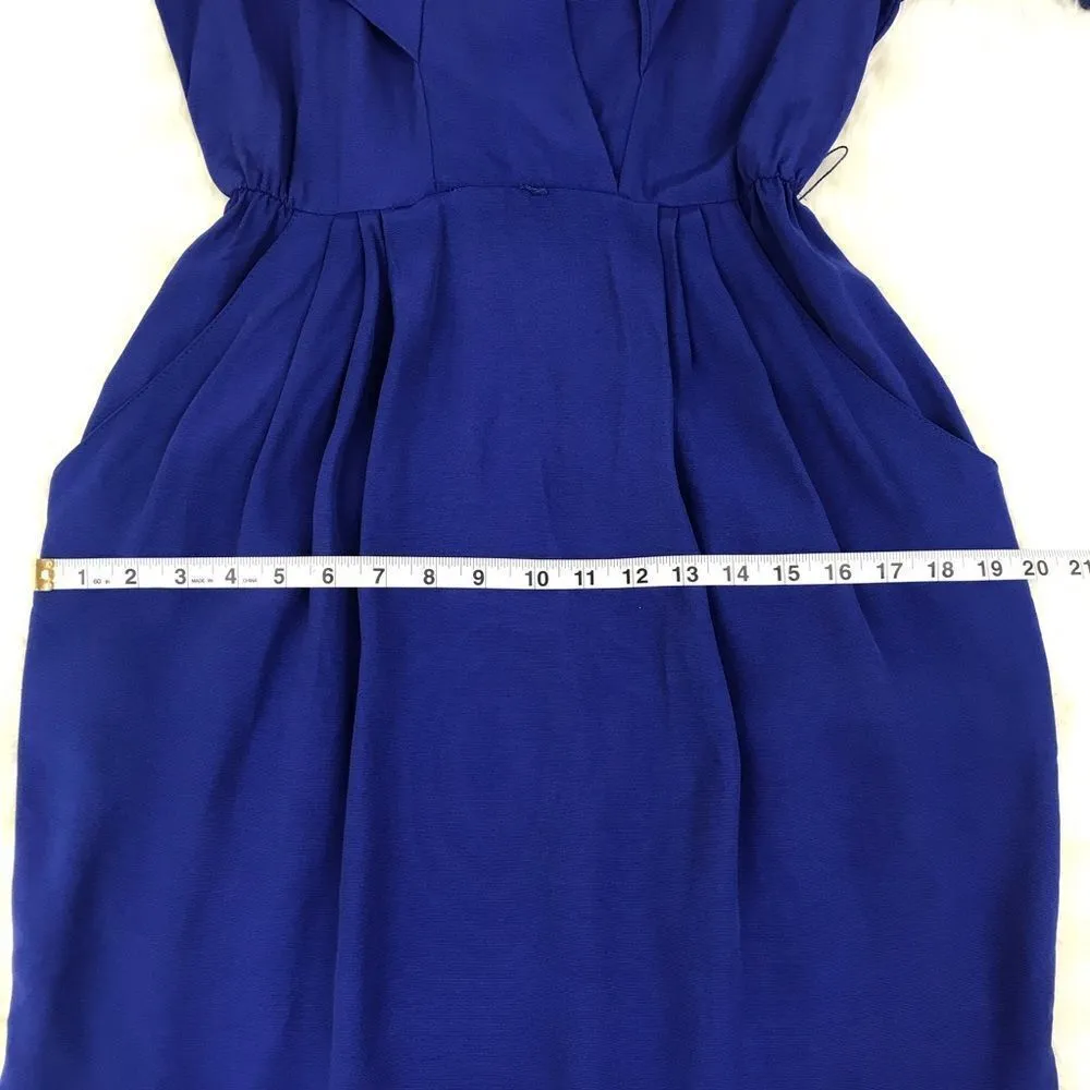 VINTAGE 80s‎ Royal Blue Golden Girls Dress Big Cape Collar Long Sleeves Size 6 - Image 12