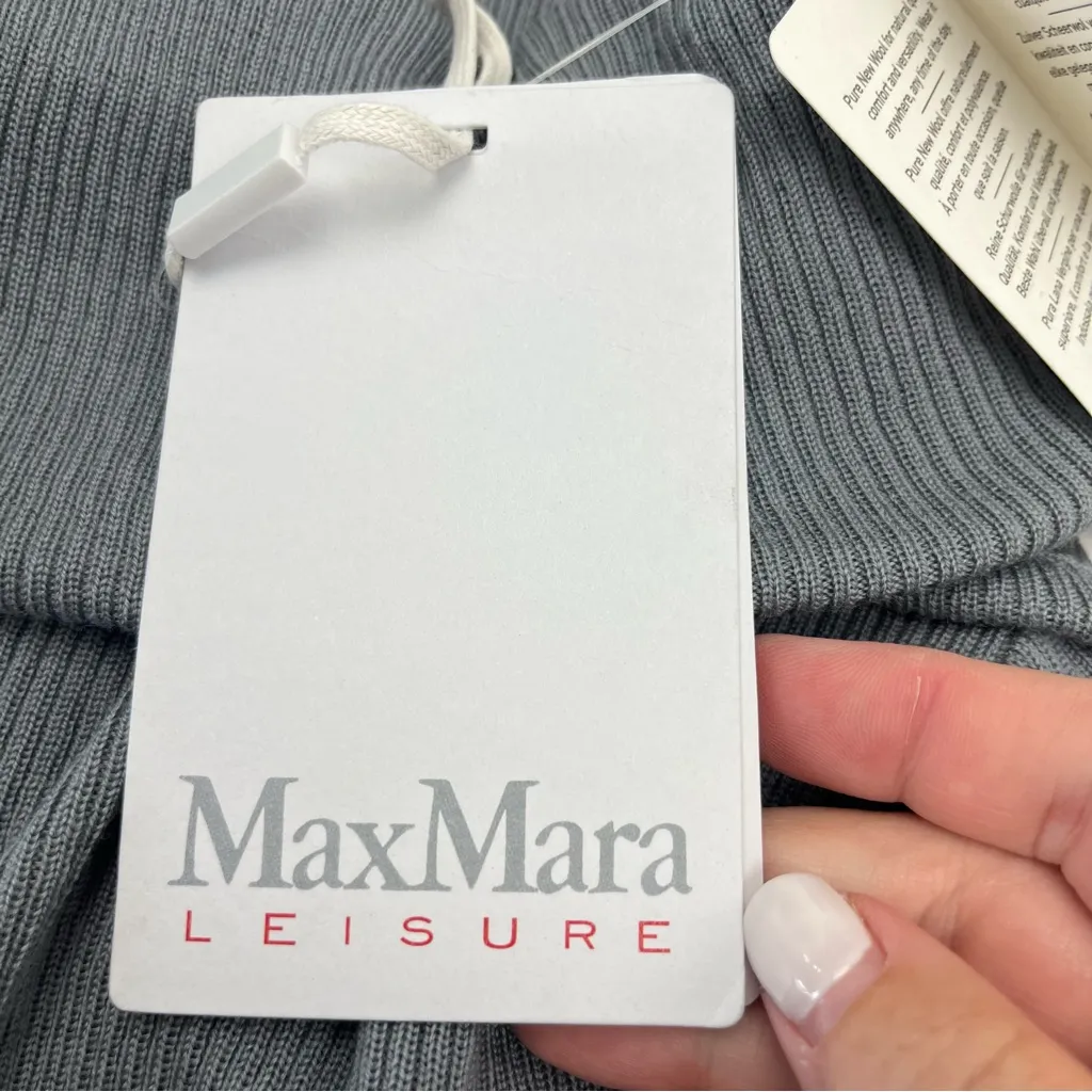MaxMara‎ Leisure Lorena Off the Shoulder Ribbed Wool Sweater SZ XS Grey Gray NEW - Image 6