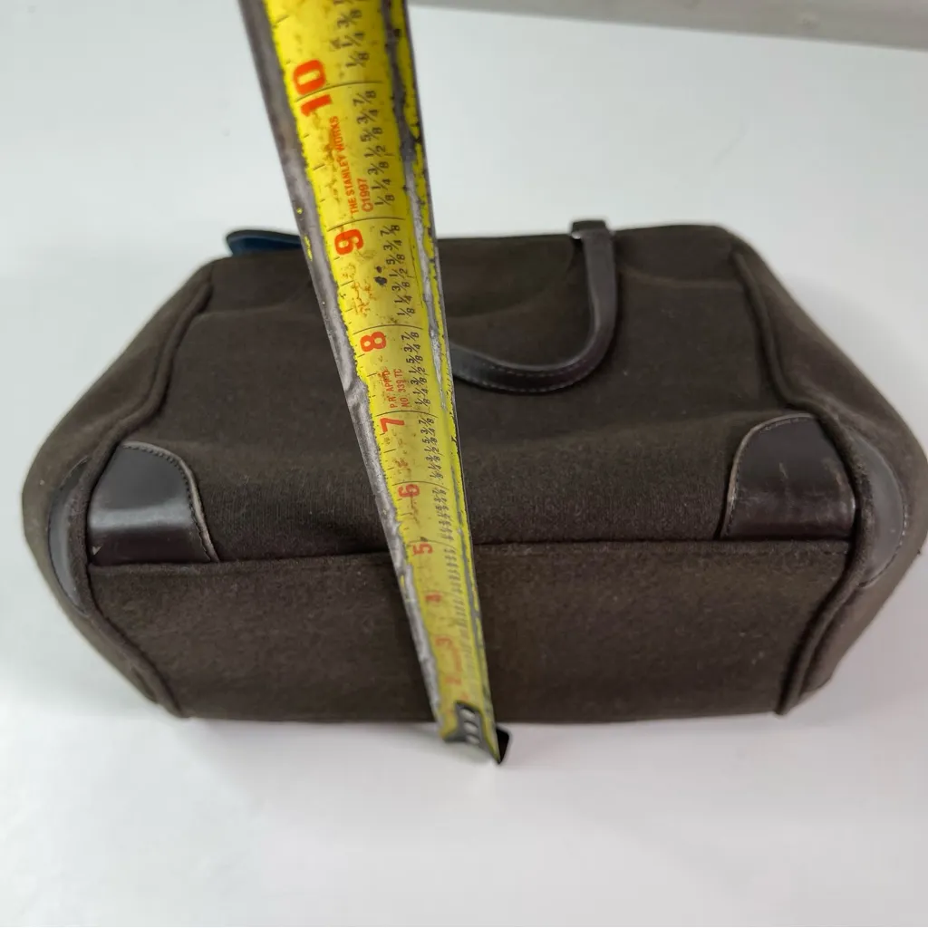 Vintage Banana Republic Brown Small Satchel Hand Bag Leather Wool like Preppy - Image 4