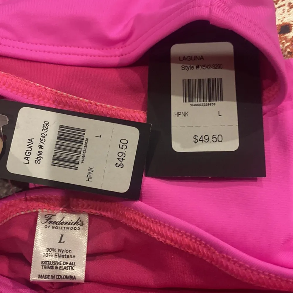 Frederick's of Hollywood Laguna One Shoulder 2-Piece Bikini Set Hot Pink L NWT - Image 5