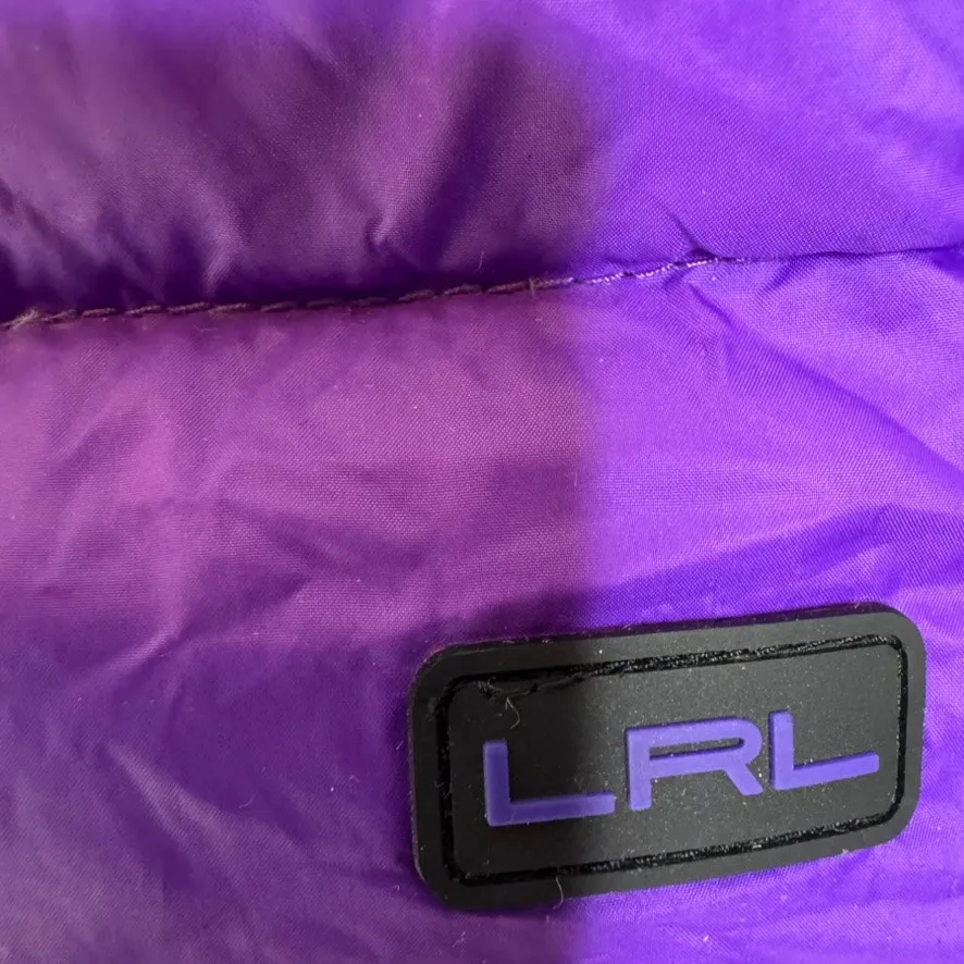 LRL Lauren Ralph Lauren Purple Down Puffer Vest Faux Fur Collar 2X - Image 4