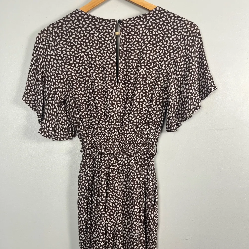 Abercrombie & Fitch Brown and White Jumpsuit One Piece Flutter Sleeves Pocket XS - Image 2