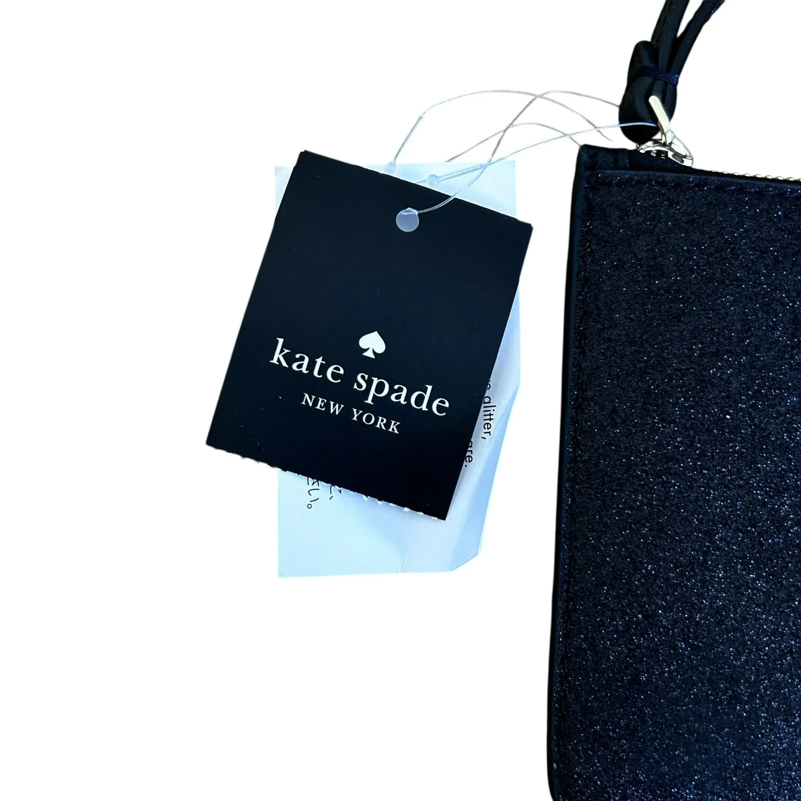 Kate Spade Black Glitter Zip Wallet Wristlet - Image 3