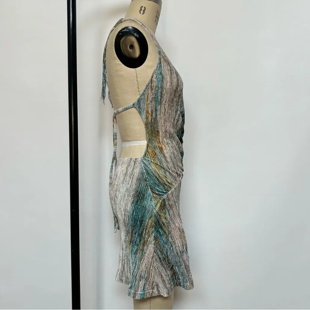 Cider Silver Green Sheath Dress Halter Backless - Image 3