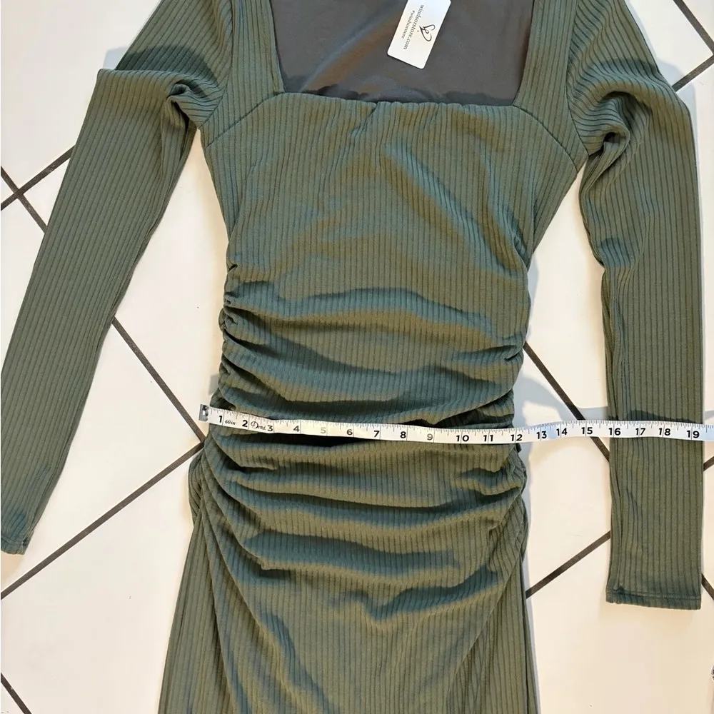 Olive Green Long Sleeve Dress - Image 9