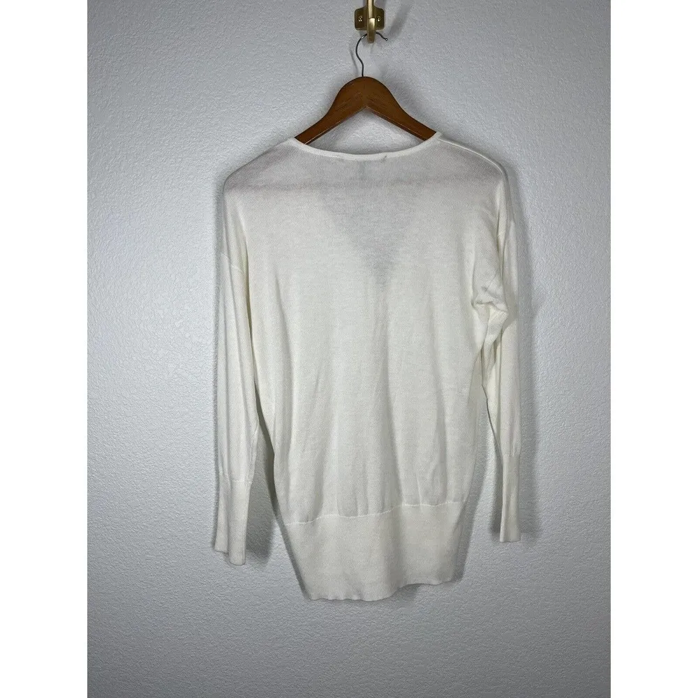 White House Black Market Ball Chain Vneck Tunic Sweater SP Small Petite - Image 5