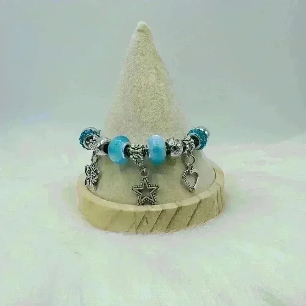 Cute Bracelet With Butterfly & Star Charms Blue - Image 2