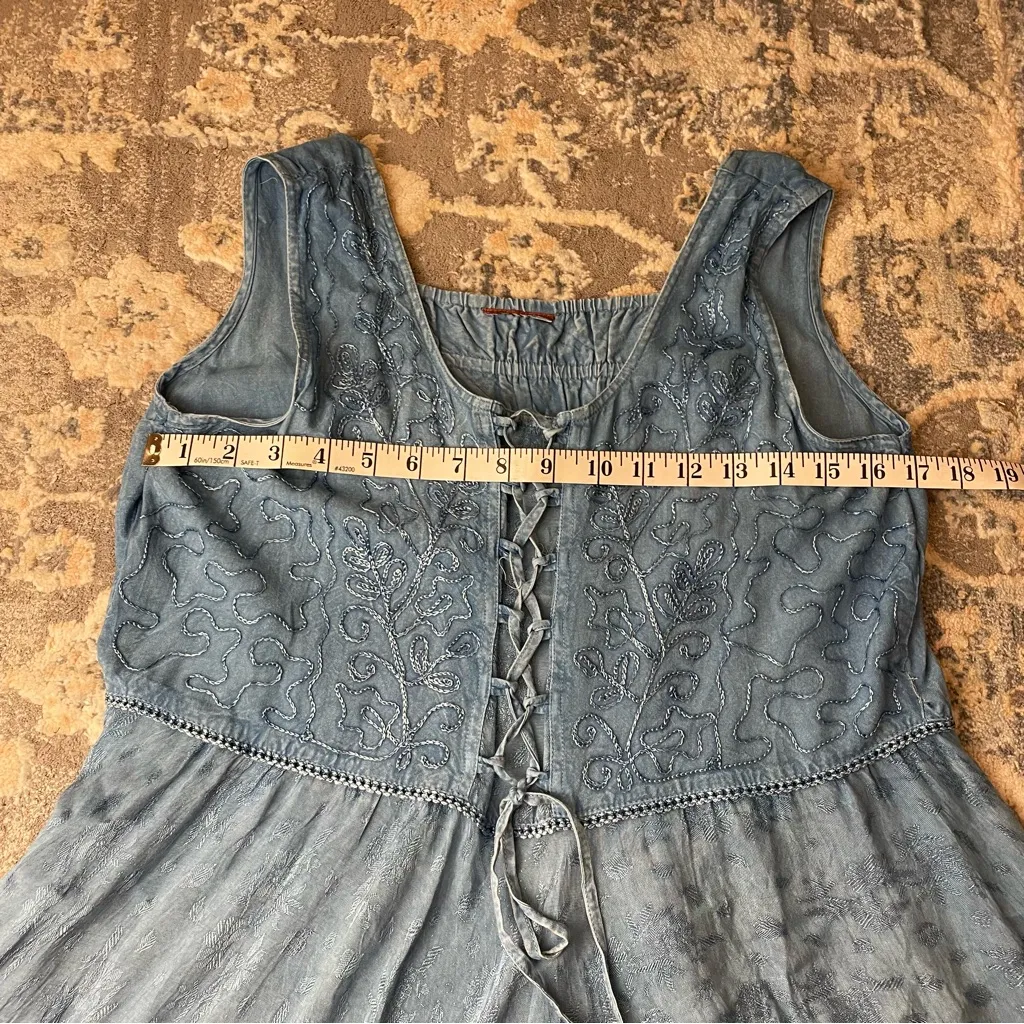 Elegant Blue Sleeveless Dress Denim Rayon Cowboy Size M - Image 5