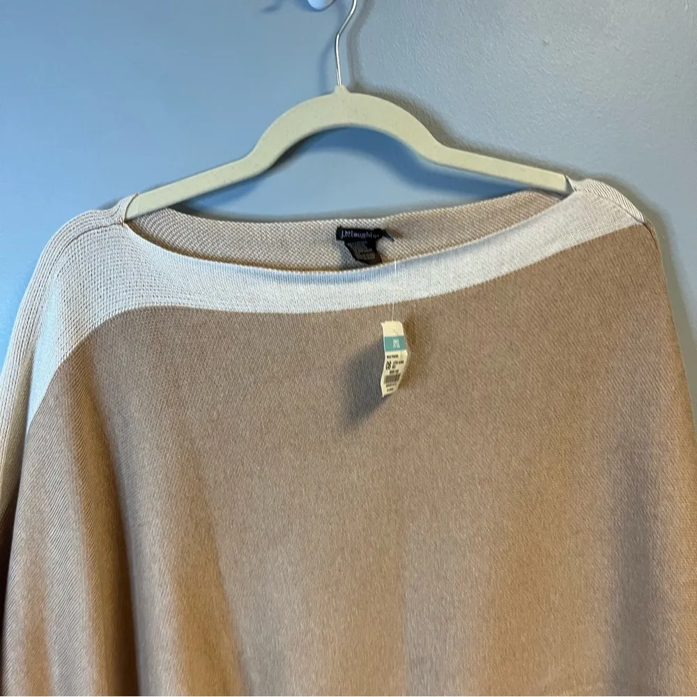 J. McLaughlin Knit Maud Poncho in Latte & Heathered Oatmeal One Size NWT - Image 7
