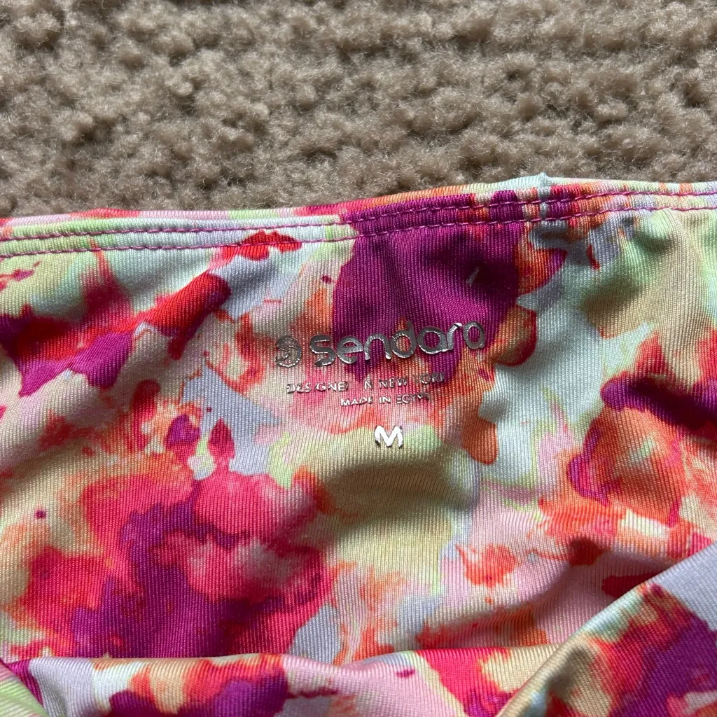 Sendara Floral Watercolor Biker Athletic Shorts Pink Size M - Image 4