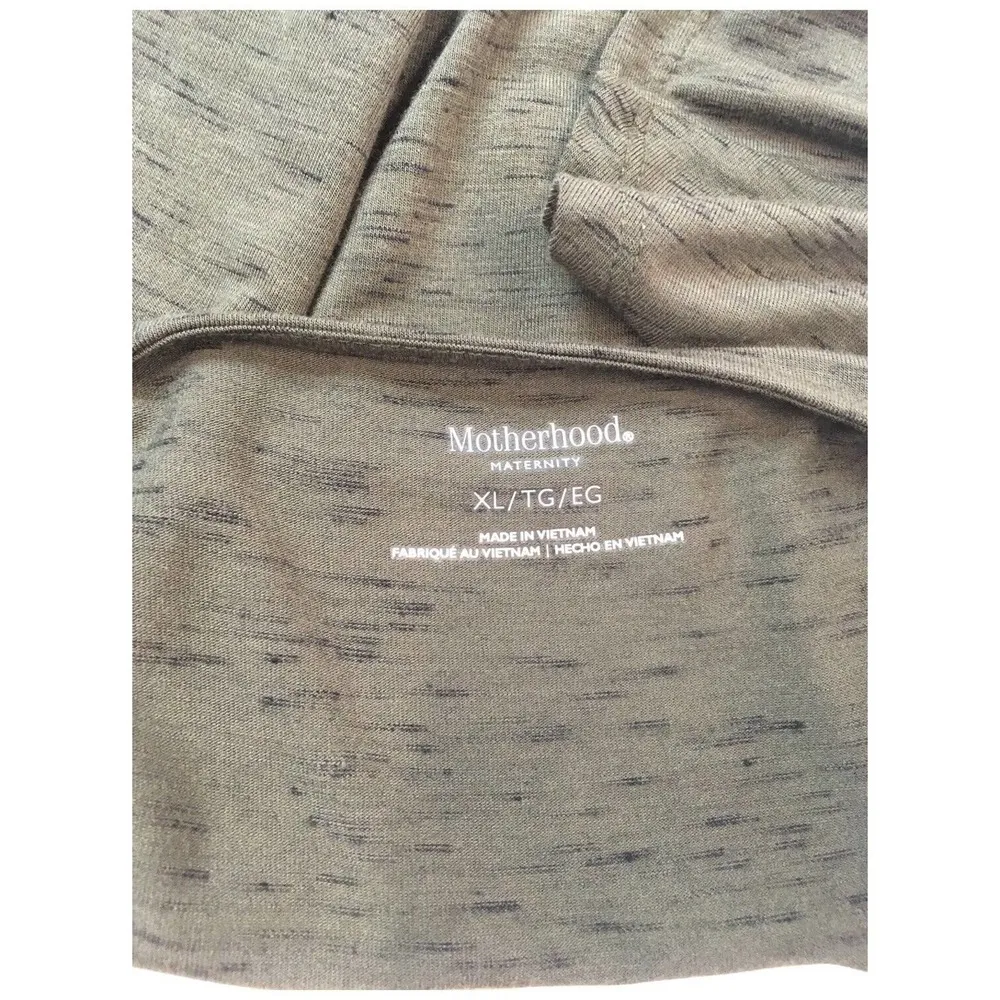 New Motherhood Maternity Drape Crisscross Marled Short Sleeve Dress Green XL - Image 5